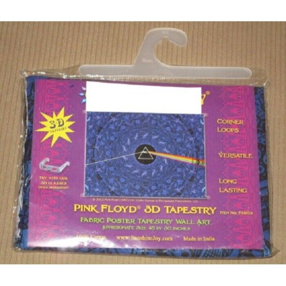 New Mini Blue 3D Pink Floyd Dark Side of the Moon Prism Tapestry Dorm Art 45x30 - Picture 2 of 3